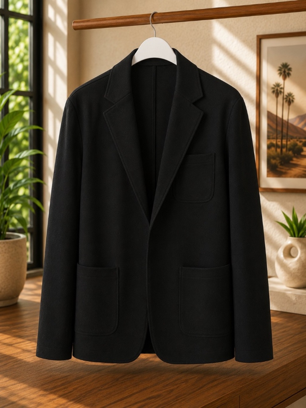 Vince Men’s Medium Black Wool Nylon Knit Jersey Blazer